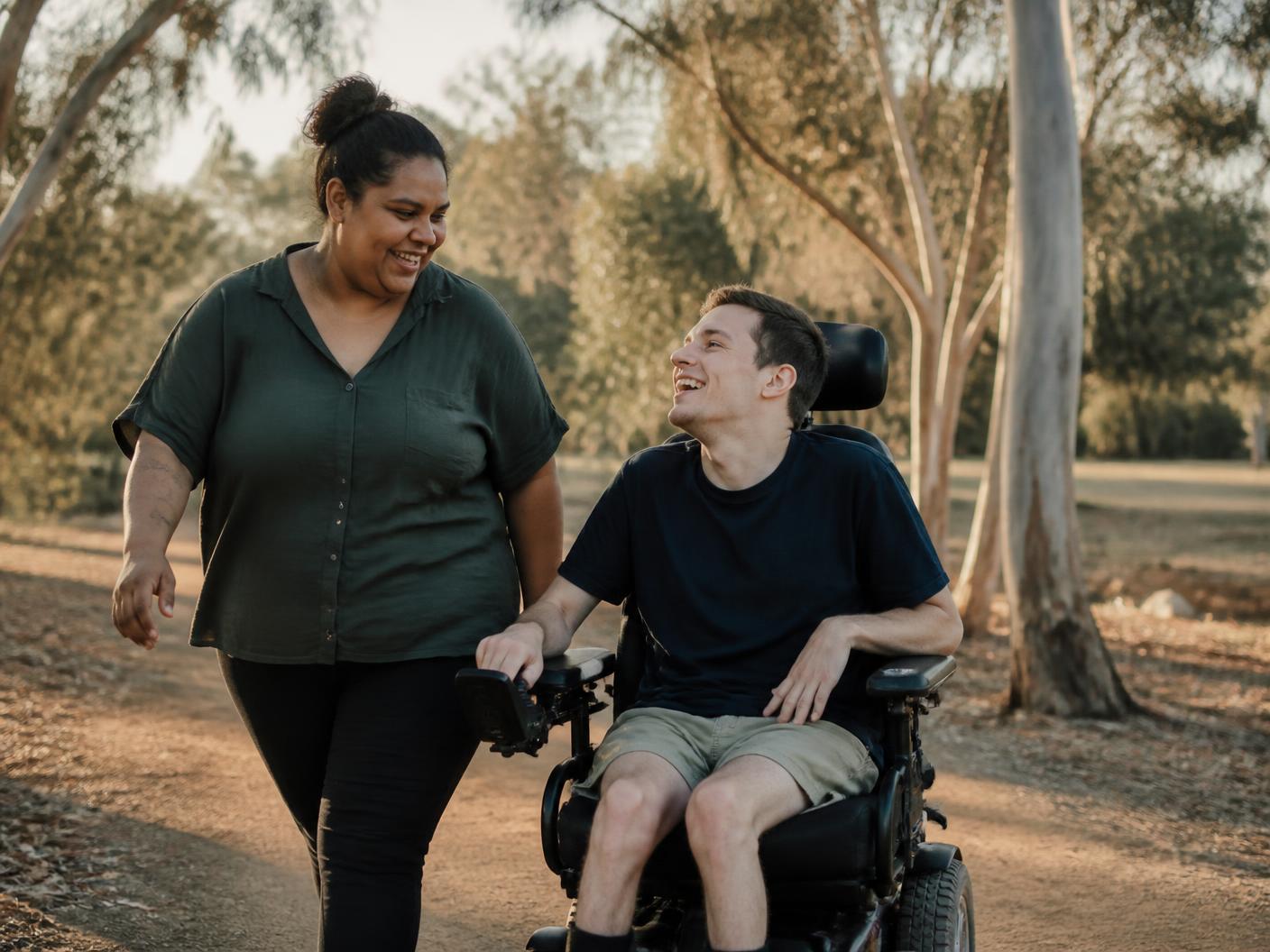 A support worker and a young person spending time together